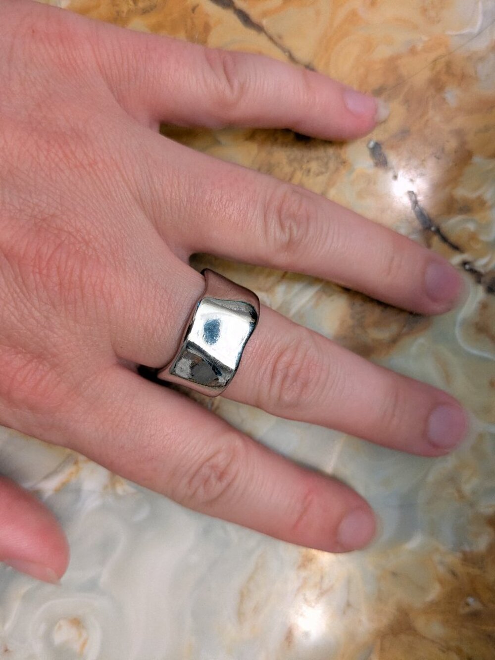 Squiggly Liquid metal ring size 8